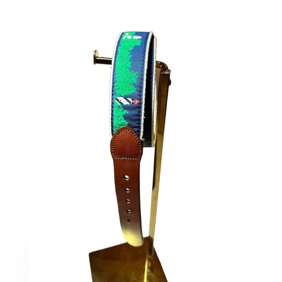 Leather Man Ltd Lighthouses Nautical Belt Leather and Fabric Size 32 - Picture 2 of 10